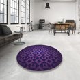 thumbnail image 3 of Ahgly Company Indoor Round Patterned Night Blue Area Rugs, 3' Round, 3 of 6