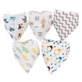 thumbnail image 1 of Paquete de 5 baberos bandana de algodón orgánico en colores pastel para bebés, colores sólidos para niños y niñas, 1 of 5