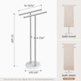 thumbnail image 5 of Free Standing Towel Rack 3X Thicker Round Marble Base for Bathroom Floor, Double T-Shape Towel Rack Stand with 100% Natural Mable Base, 18/8 Stainless Steel, Brushed Finish, BTH237B-2, 5 of 9