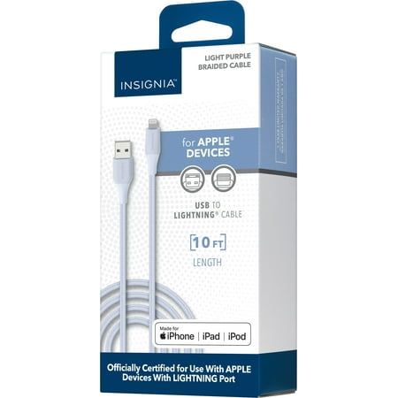 Insignia - 10' Lightning to USB Charge-and-Sync Cable - Purple