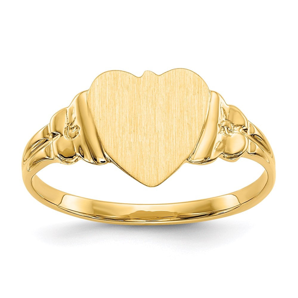 Diamond2Deal 14K Yellow Gold Childrens Heart Ring Fine Jewelry Ideal Gifts for Women 