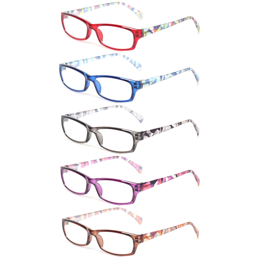 5 Pairs Blue Light Blocking Reading Glasses Fashion Computer Readers Anti Eyestrain & Glare for Men and Women