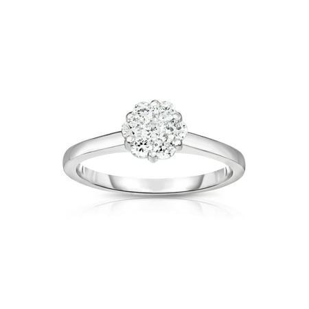 14K White Gold Diamond (0.50 Ct, G-H Color, SI2 Clarity) Cluster