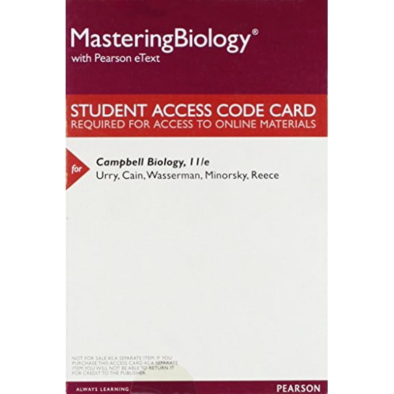 Pre-Owned Mastering Biology with Pearson eText -- Standalone Access Card -- for Campbell Biology (11th Edition), 9780134446523, 0134446526, Paperback, 11 edition