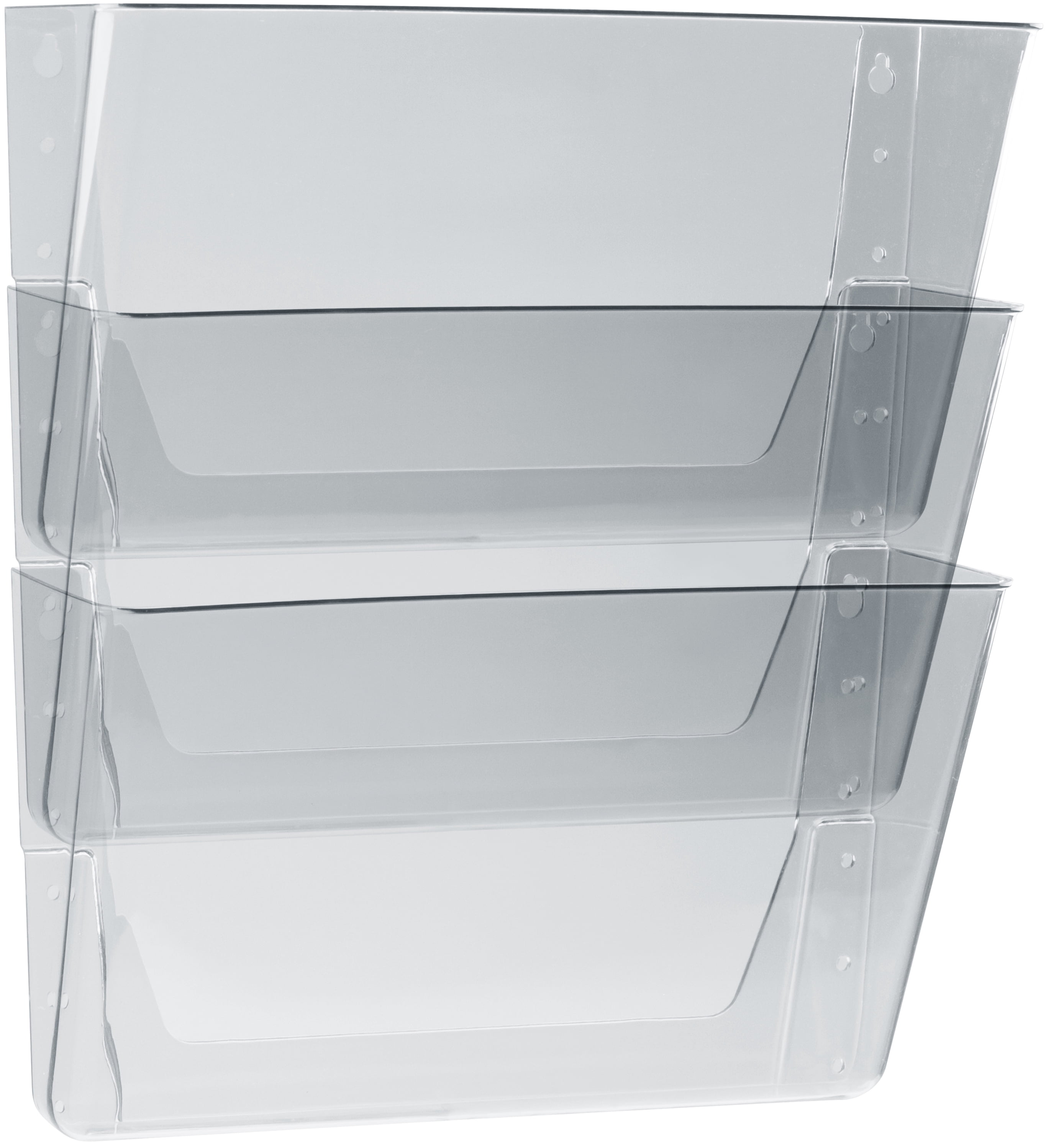Storex Letter-Size Unbreakable Plastic Wall Pocket, Clear, Set of 3, 6-Pack