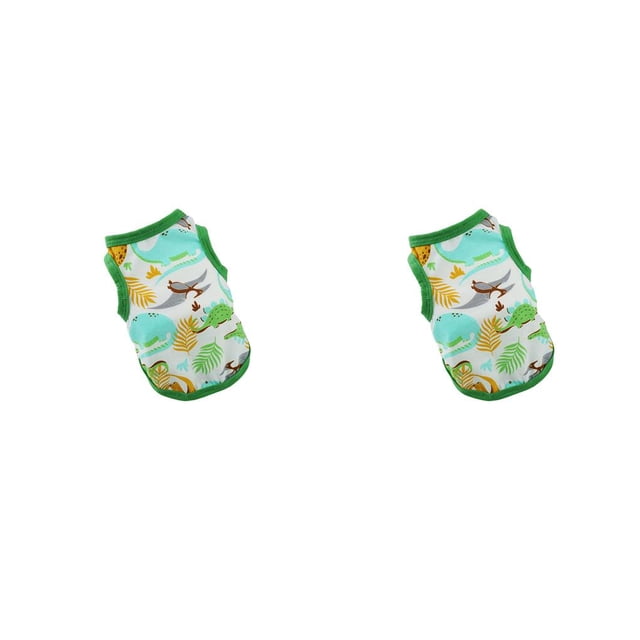 Ropa para perros Methold Camisa Transpirable para Cachorros Regalo Dulce Atuendo Sin Hebillas Chaleco Patrón de Dinosaurio L 2Conjunto