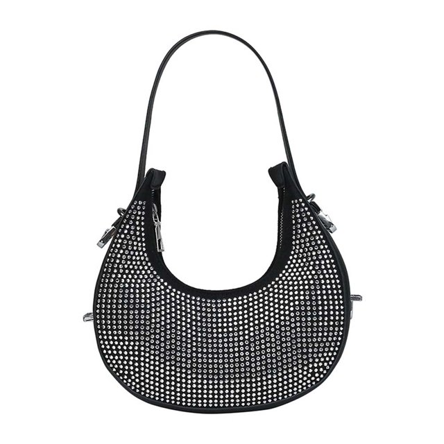 Bolso de mujer Diamond Crescent Underarm Zipper Shoulder Tote Bags (Blanco)