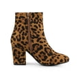 thumbnail image 3 of BLISSFUL STEP Women's Side Zipper Round Toe Block Heel Ankle Boots Leopard 7, 3 of 7