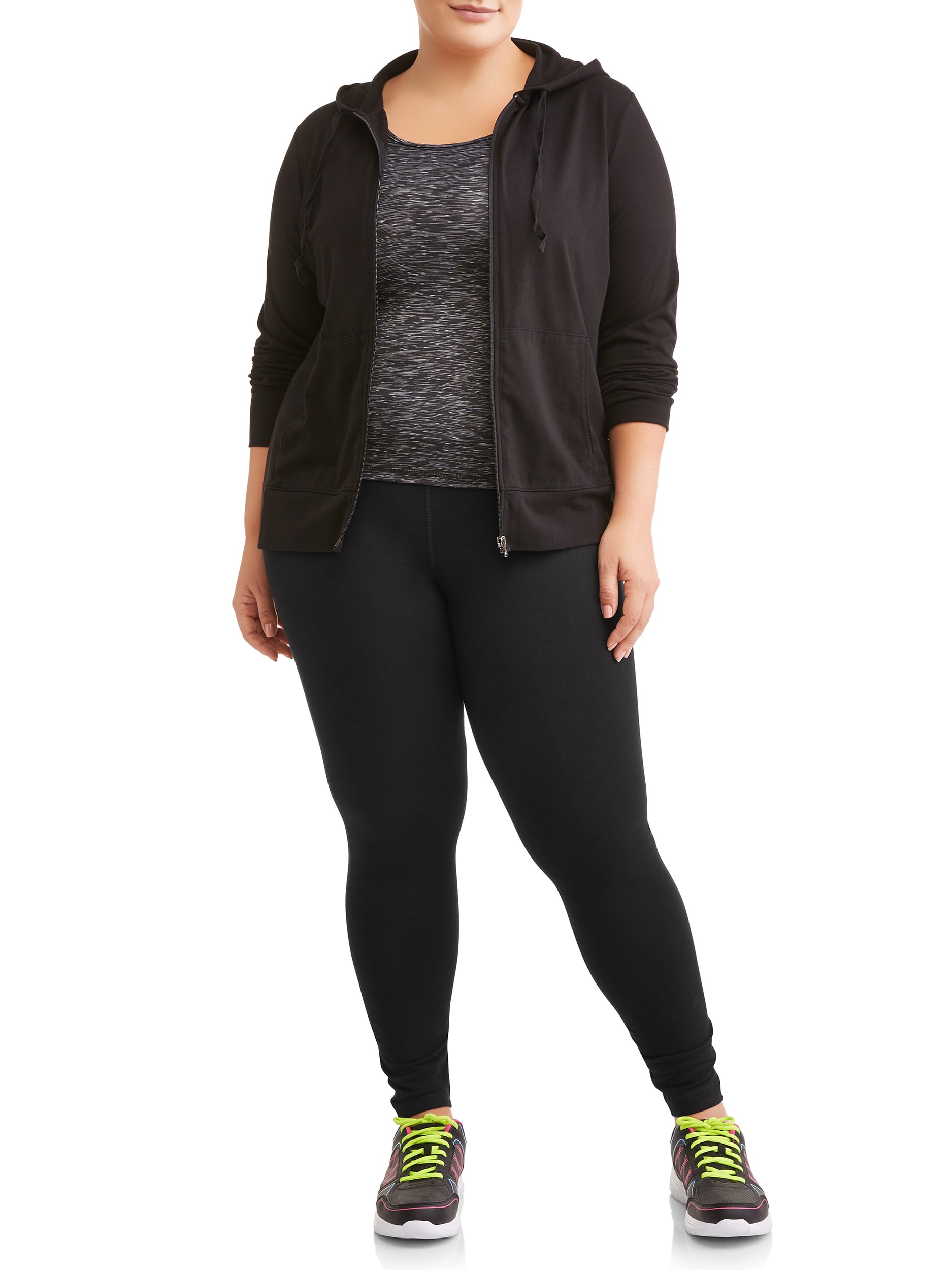 Athletic Works Women's and Women's Plus Stretch Cotton Blend Ankle Leggings with Side Pockets