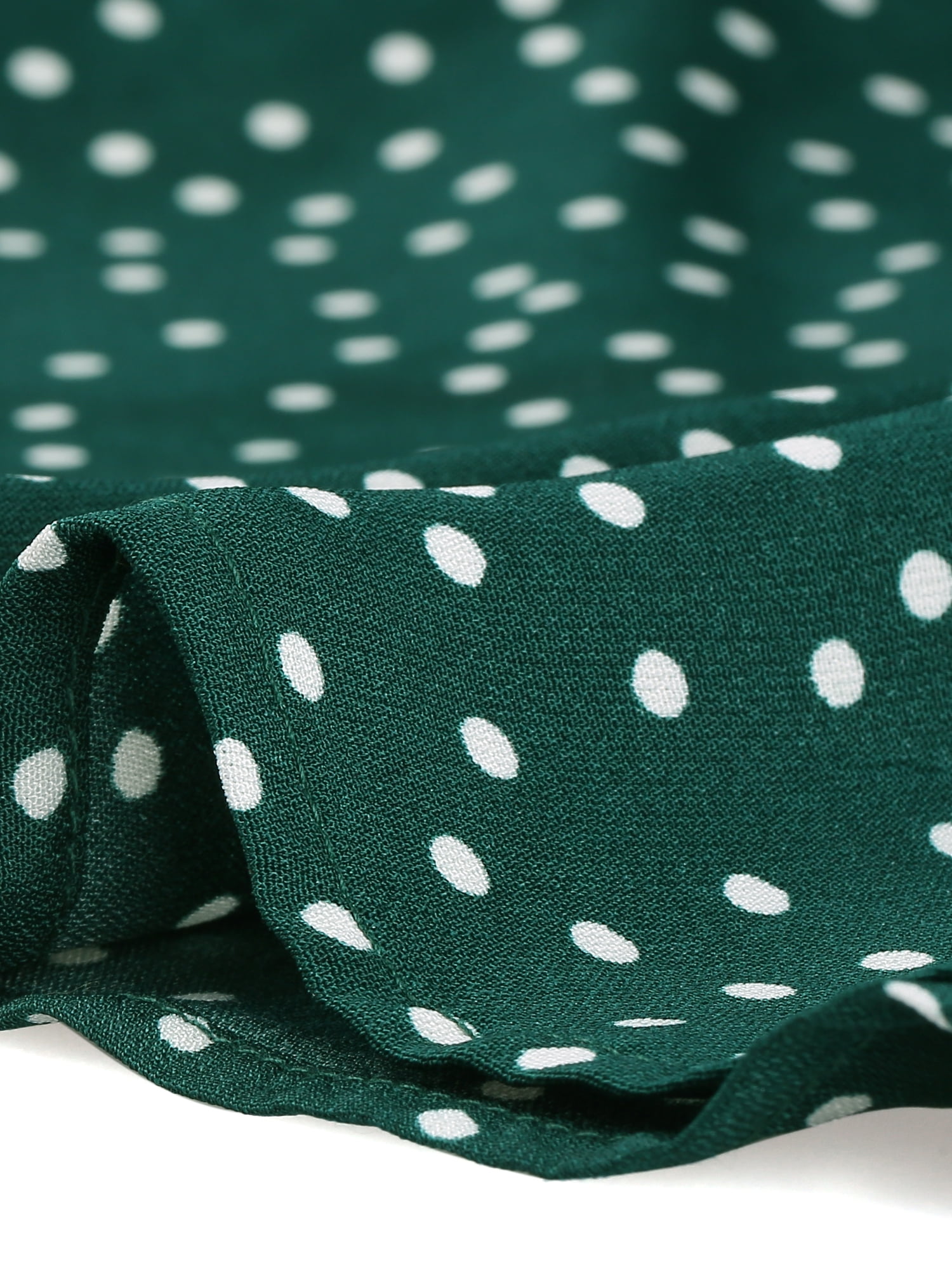 DARING DIVA Polka Dots Ruffled Neck 3/4 Sleeve Blouse Top S Green