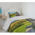 thumbnail image 4 of Ambesonne Outhouse Quilted Bedspread Set 2 Pcs, Farm Village Rustic, Twin Size, Dark Grey Sky Blue, 4 of 6