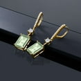 thumbnail image 4 of Gem Stone King 18K Yellow Gold Plated Silver Dangle Earrings Prasiolite Moissanite (13.96 Cttw), 4 of 4