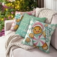 thumbnail image 6 of Merry Christmas Gingerbread Man Decorative Throw Pillow Covers 18 x 18 Set of 4, Peppermint Candy Porch Patio Outdoor Pillowcase, Holly Jolly Winter Holiday Cushion Case Home Decor, 6 of 6