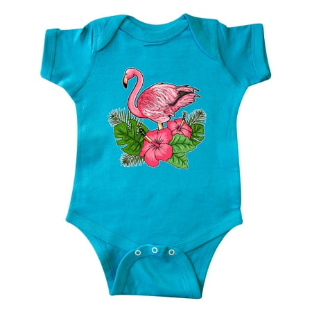

Inktastic Flamingo with Tropical Flowers Gift Baby Boy or Baby Girl Bodysuit