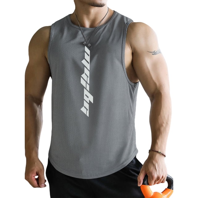 Sunloudy Chaleco deportivo de verano para hombre, camiseta sin mangas de secado rápido con cuello redondo y estampado de letras para hombres, M/L/XL/XXL/XXXL Sunloudy moda