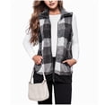 thumbnail image 5 of BSDJILFG Jacket Vests for Women Plus Size Fleece Color Block Plaid Shirts Sleeveless Thicken Collar Cardigans Winter Waistcoats Christmas Gifts, 5 of 7