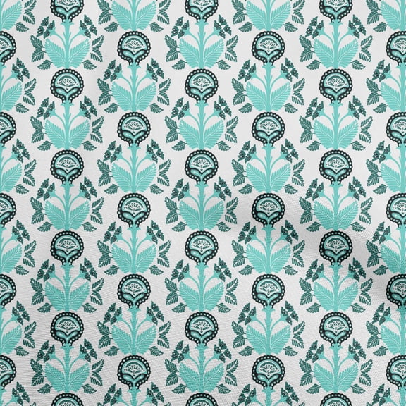oneOone Viscose Jersey Aqua Blue Fabric Leaves & Clover Sewing Fabric By The Yard Printed Diy Clothing Sewing Supplies 60 Inch Wide
