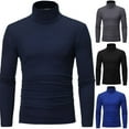 thumbnail image 1 of T-Shirt Ajusté à Col Roulé à Manches Longues Uni pour Homme, Haut de Base, 1 of 8