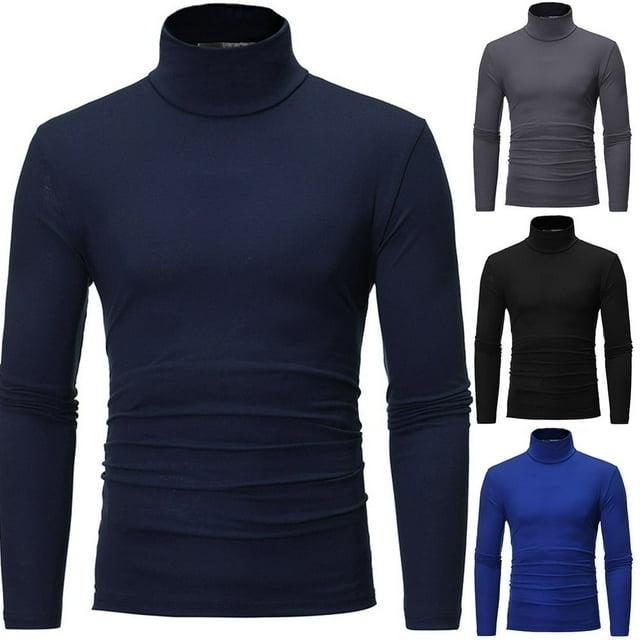 MesaSe T-Shirt à Manches Longues Col Roulé Ajusté pour Hommes
