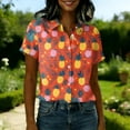 thumbnail image 5 of Women's Shirt Hawaiian Print Button Short Sleeved Pocket Casual Top, 5 of 5