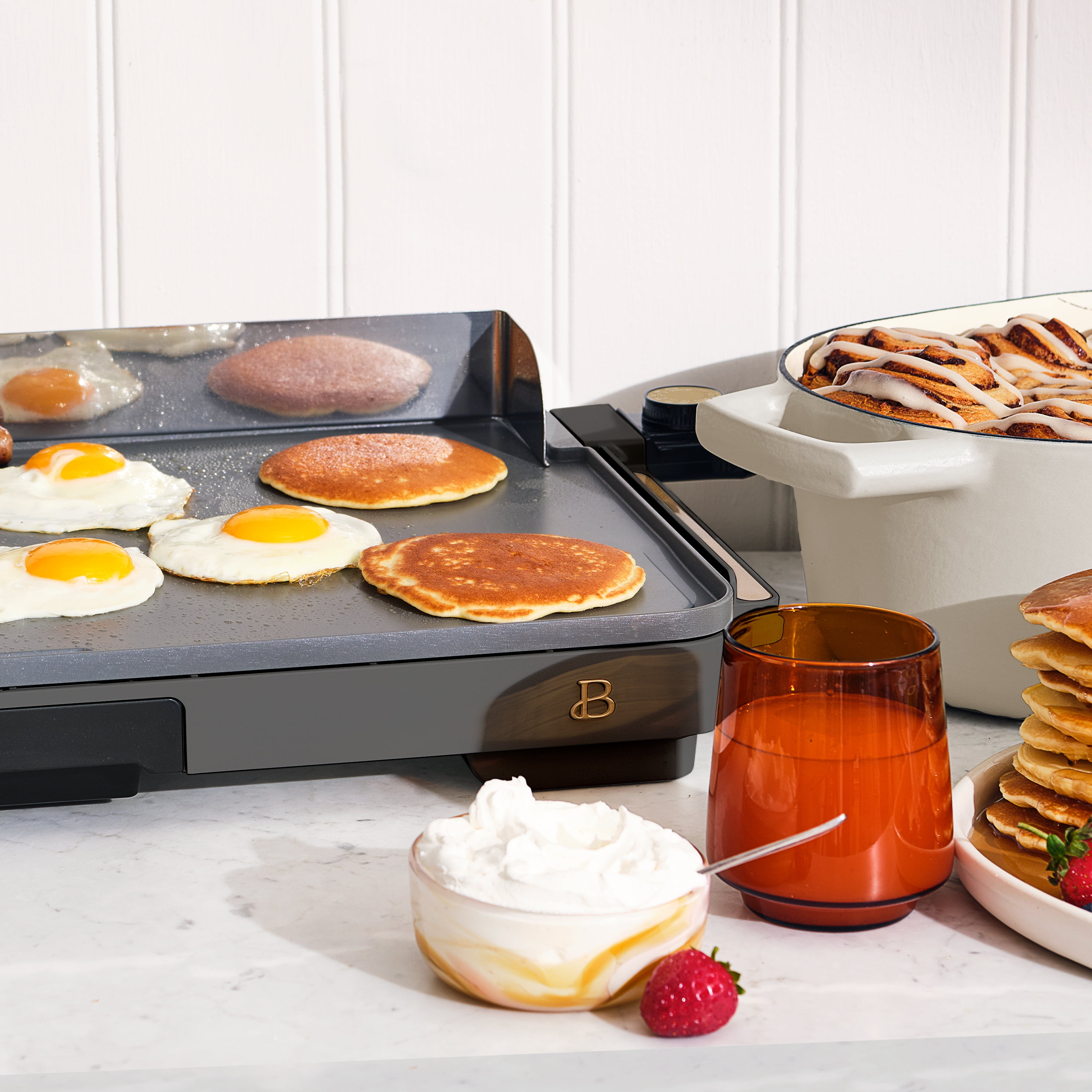 Beautiful XL Electric Griddle 12" x 22", Non-stick, Oyster Grey by Drew Barrymore