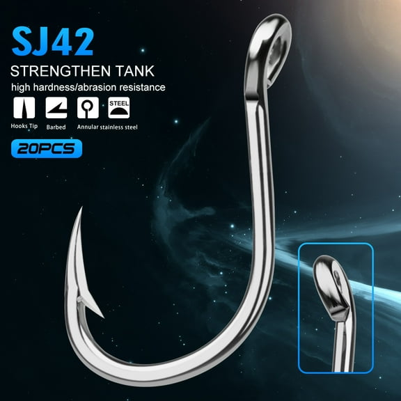 20pc Saltwater Fishing Hook SJ42 JIGGING HOOK 1/0#-13/0# Model Stainless Steel Fishhook Made in Taiwan