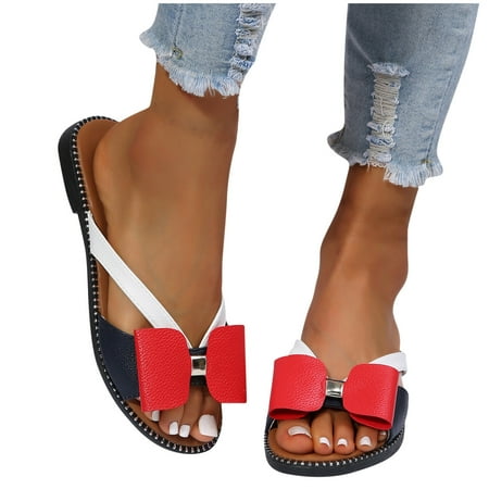 

2022 Women Flat Sandals Open Toe Bowknot Sandals Fashion Casual Slippers Casual Summer Beach Sandals
