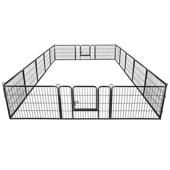 Dog Playpen Crate, Pet Exercise Cage w/ 16 Panel Fence, 24"
