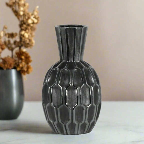 Pavelle Distressed Silver Hex Vase