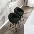 thumbnail image 6 of ONEVOG 360° Swivel Sherpa Upholstered Counter Height Bar Stools Set of 2, Modern Bar Stools with Black Legs, Black, 6 of 9