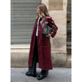 thumbnail image 1 of Chaquetas largas de charol para mujer, abrigos elegantes con solapa de gran tamaño, con botones y bolsillos, color burdeos, abrigos clásicos, 1 of 5