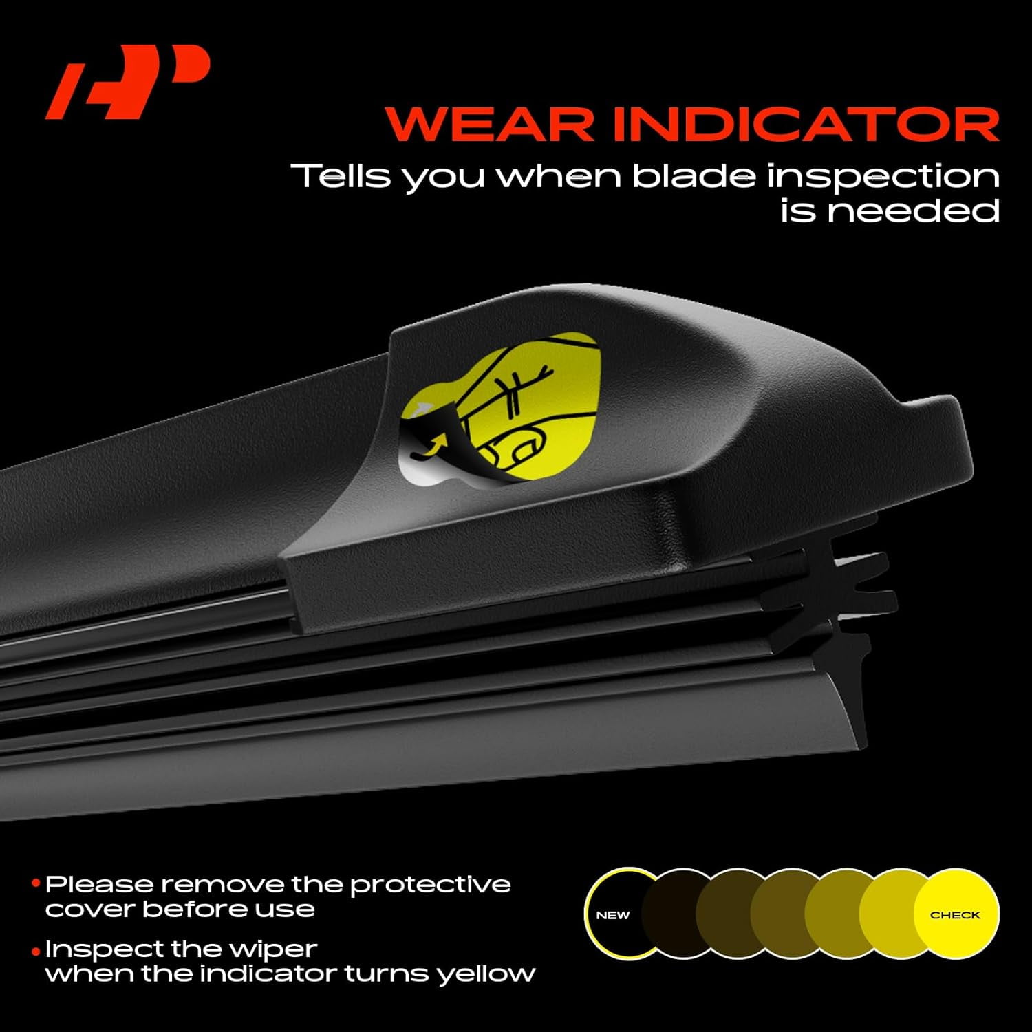 A-Premium Pack of 2 Windshield Wiper Blades with Wear Indicator & Towel - Compatible with Chevrolet Equinox 2018-2024 & GMC Terrain 2018-2024 - 24" and 18", Hook Connector, Left and Right