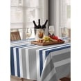 thumbnail image 6 of Navy Blue Grey Striped Table Cloth, Horizontal Lines Simple Minimalist Waterproof Tablecloth for Rectangle Tables, Reusable Washable Fabric Table Cover for Restaurant Kitchen Dining Tables 60"x102", 6 of 6