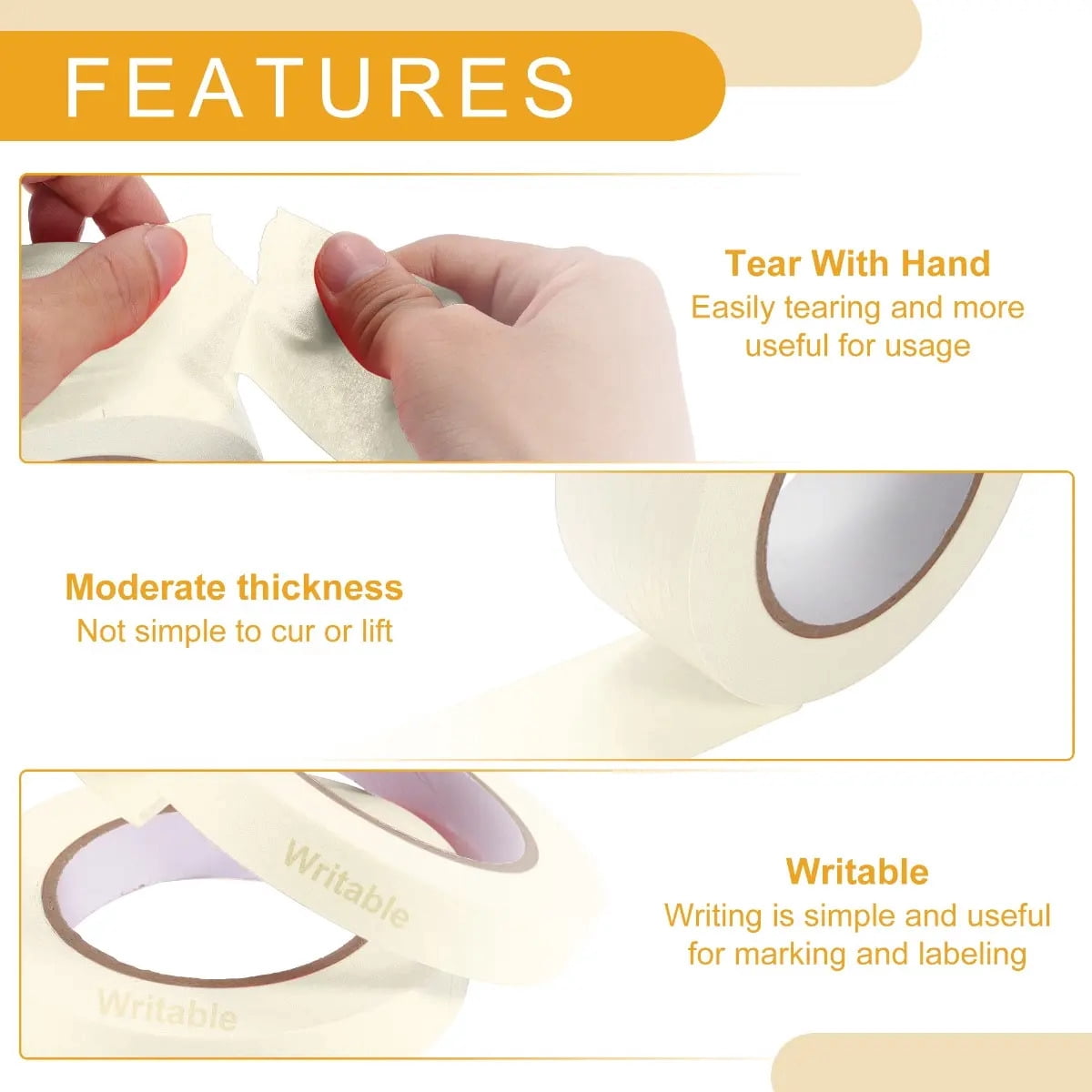 Applicable to 1 x 2 Inch x 60.1 White Crepe Paper Masking Tape