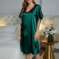 thumbnail image 6 of BONIXOOM Womens Pajamas Family Christmas Pajamas Matching Sets Loungewear None Short Sleeve Sleep Dress Solid Green S, 6 of 9