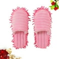 thumbnail image 2 of 1 Pair Furry Stripes Floor Cleaning Slippers Detachable Bottom Mopping Slipper - Size L 42-44 (Pink), 2 of 6