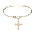 thumbnail image 1 of 7 inch Oval Eye Hook Bangle Bracelet w/ Cross medal charm w/ Light Purple Swarovski Crystal, 1 of 1