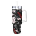 thumbnail image 2 of Baseball Cup Insulated Tumbler Stainless Steel Vacuum Travel Mug 40 oz with Handle and Straw Lid, 2 of 7
