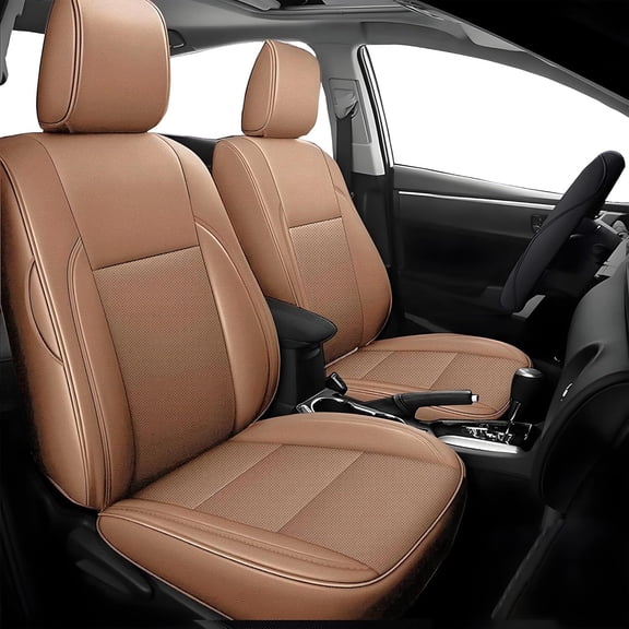 DIKSOAKR Seat Covers Fit for Toyota Tacoma 2016-2023 Crew Cab/Double Cab, Full Set Faux Leather Custom Tacoma Car Seat Covers (Brown,5 Seats)