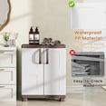 thumbnail image 6 of Costway Storage Cabinet, Freestanding Buffet Cabinet Sideboard with 2 Doors and Shelves Brown and White, 6 of 10