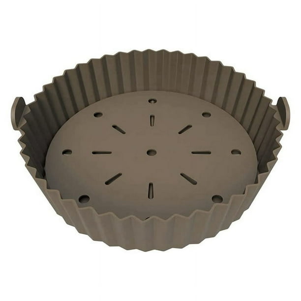 Revestimiento para Freidora Aire, Recipiente para Freidora Aire Silicona Reutilizable de 10 Pulgadas, DiseñO de Filtro de Aceite Antiadherente, 22 Cm para Freidora de Aire MarróN