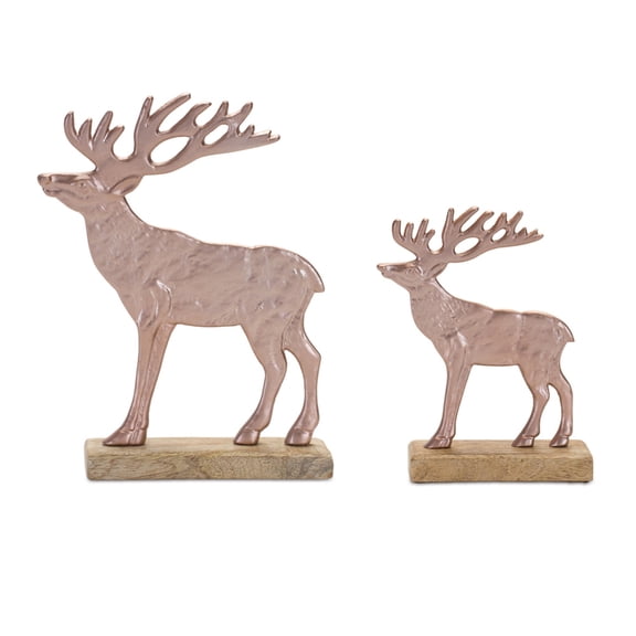 Melrose Deer Silhouette with Base Christmas Figurines - 9.5" - Brown - Set of 2