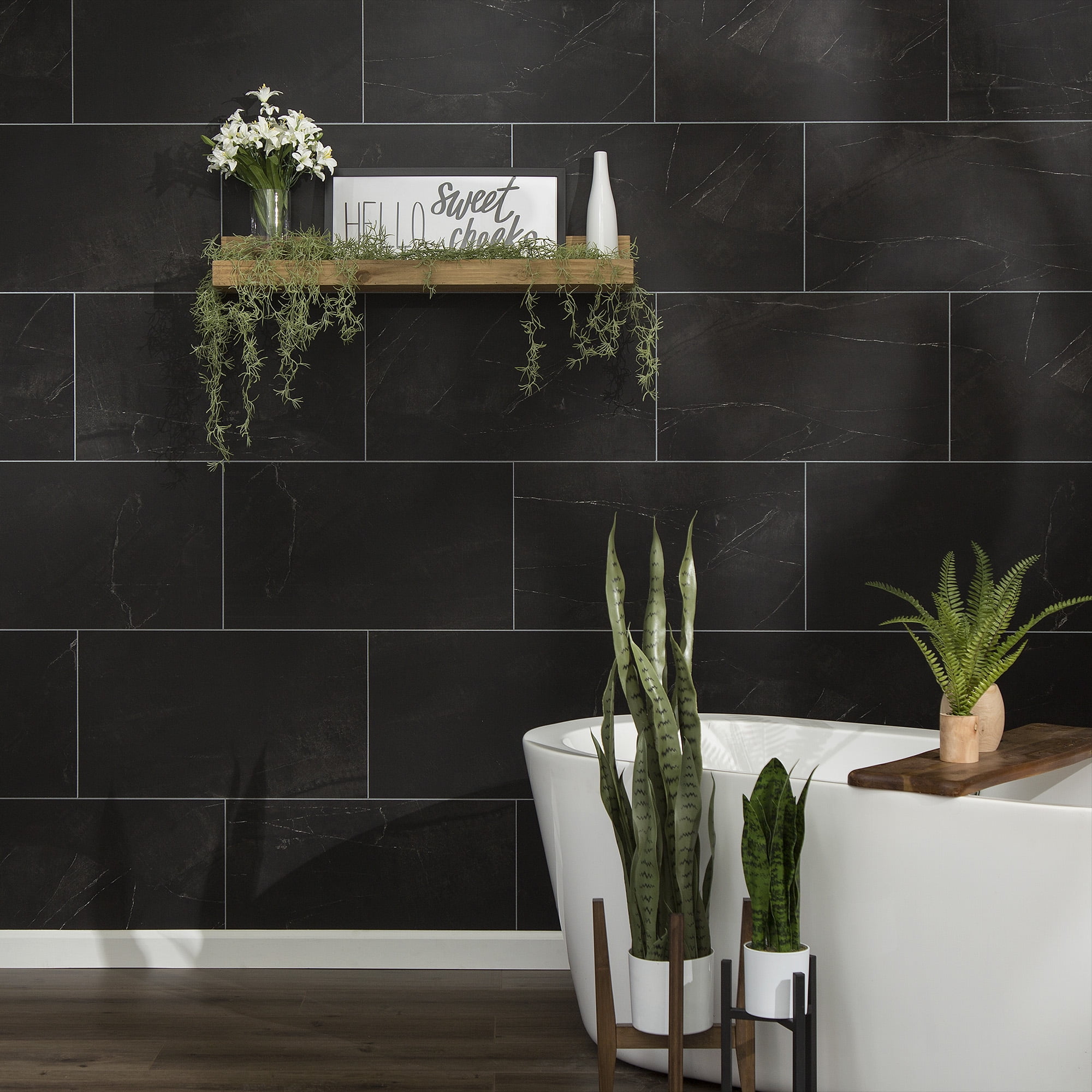 Palisade 25.6in x 14.8in Vinyl Wall Tile in Black Ice