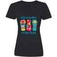 thumbnail image 3 of Inktastic Life is Better Flip Flops Women's V-Neck T-Shirt, 3 of 5