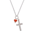 thumbnail image 2 of Delight Jewelry Silvertone Small Long Orange Heart I Set You Apart Engraved Cross Zoey Necklace, 28", 2 of 4