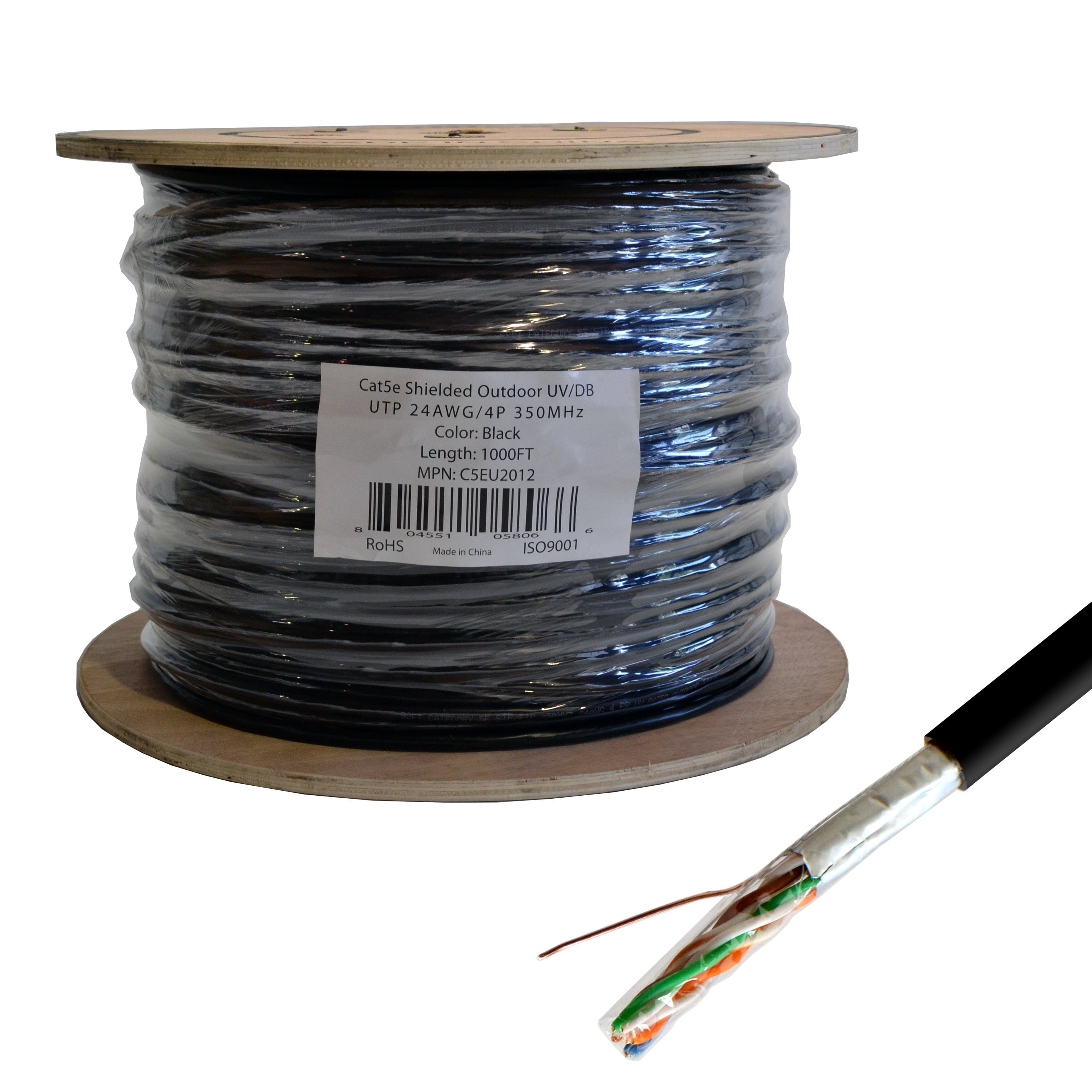 Solid Pullbox STP GOWOS Bulk Shielded Cat 5e Green Ethernet Cable 1000 Foot Shielded Twisted Pair 