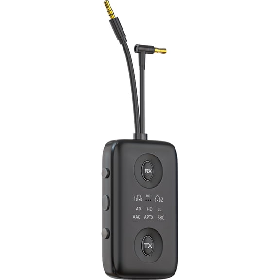Bluetooth Transmitter Receiver, 2-in-1 Bluetooth 5.3 Adapter for up to 2 Wireless Headphones/Cell Phones, for Airplane, Gym Equipment, Cars