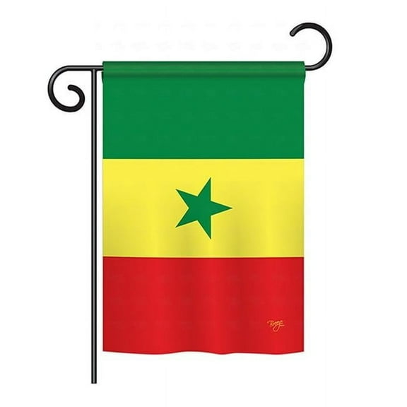 Breeze Decor BD-CY-GS-108309-IP-BO-D-US15-BD 13 x 18.5 in. Senegal Flags of the World Nationality Impressions Decorative Vertical Double Sided Garden Flag Set with Banner Pole