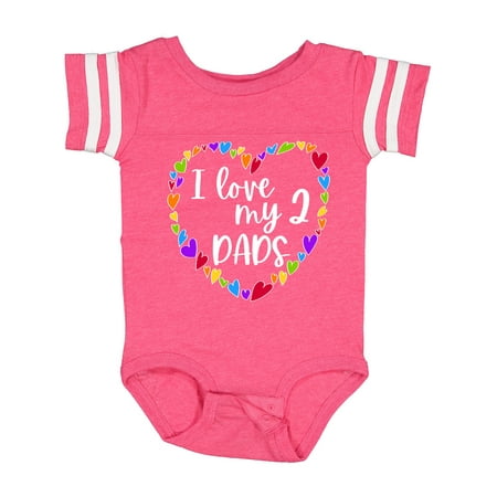 

Inktastic I Love My Two Dads- Pride Rainbow Hearts Gift Baby Boy or Baby Girl Bodysuit