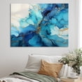 thumbnail image 1 of Designart Abstract Shapes Wall art decor, Abstract Shapes Wall Art, Storm In Gold And Blue: Alcohol Ink , gold Large Canvas wall art, 40x30 inches, 1 of 5